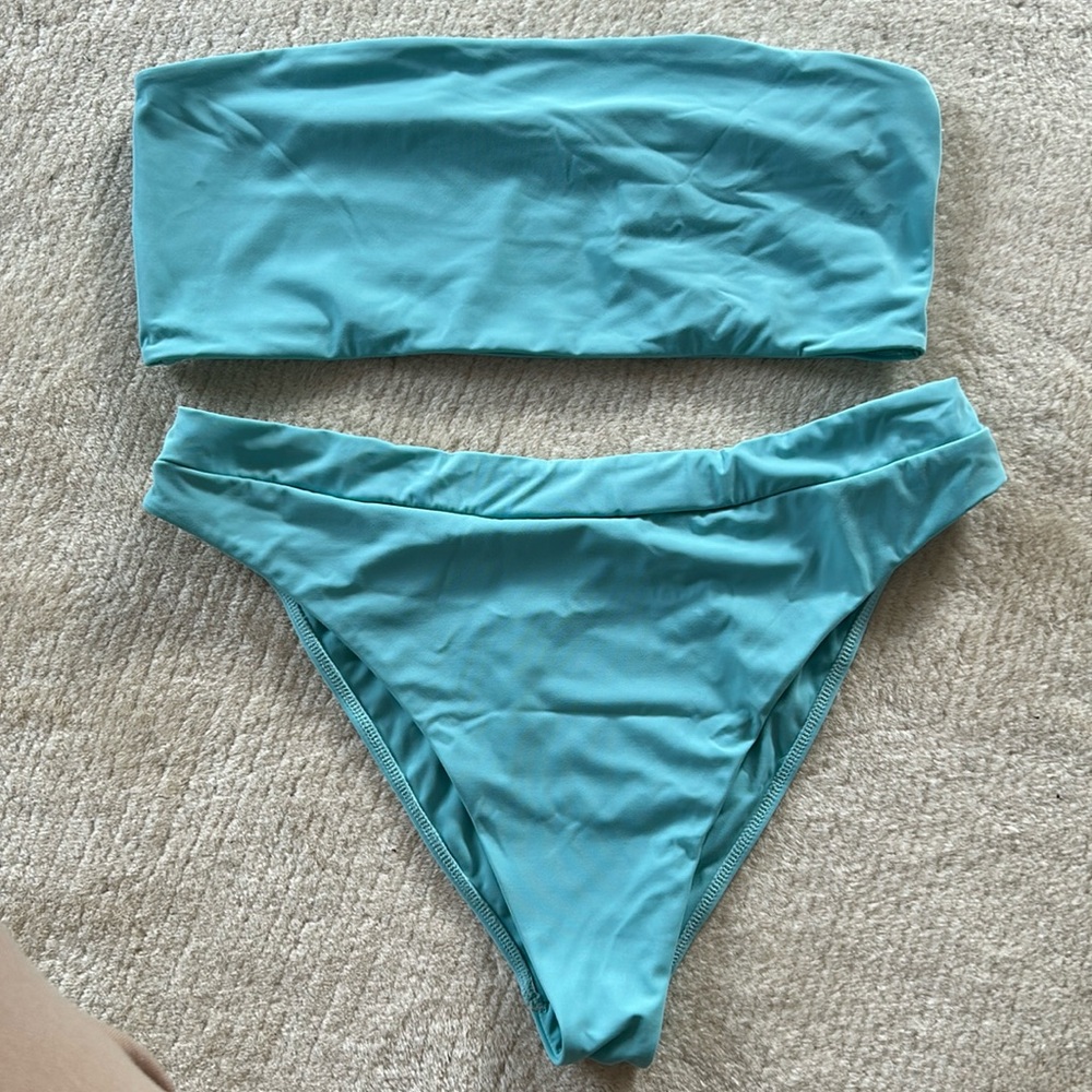 Pacsun two piece swimsuit. Strapless top. Blue. Size XL top and bottoms.